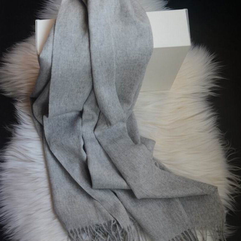 Soft Wool Scarves Gray Women Fall Pashmina Scarf